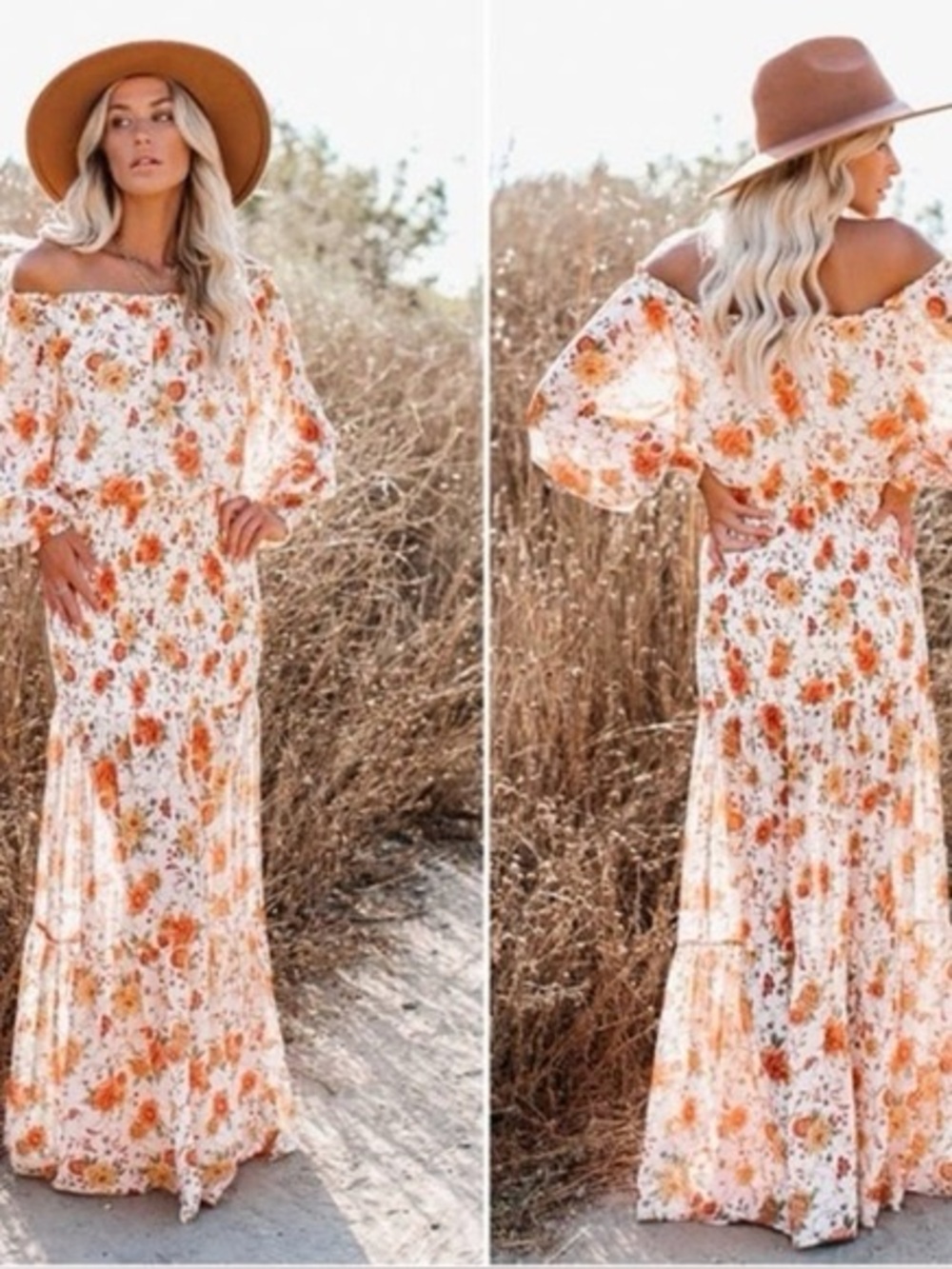 Rich Sunset Colors -  So Romantic - Off the Shoulders Dress